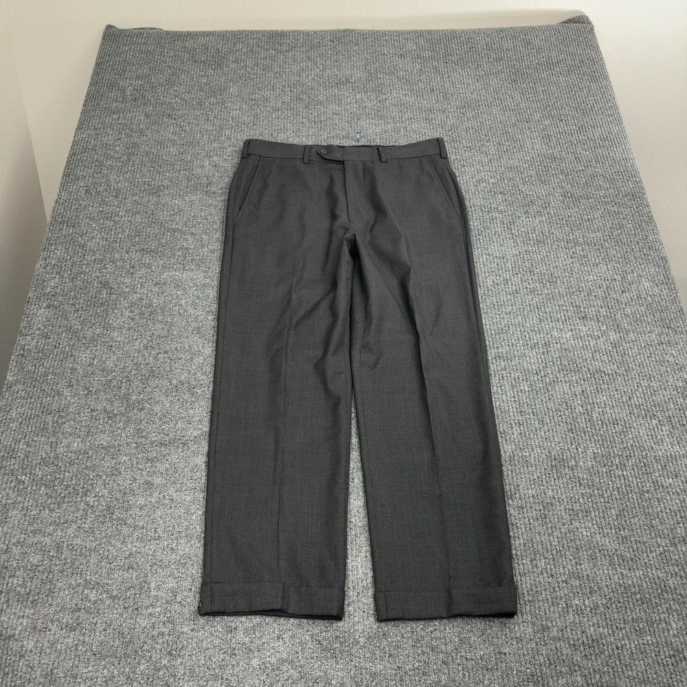 Brooks Brothers Dress Pants Mens 34 Grey Wool Cuffed Madison‎ 1818 Classic Style